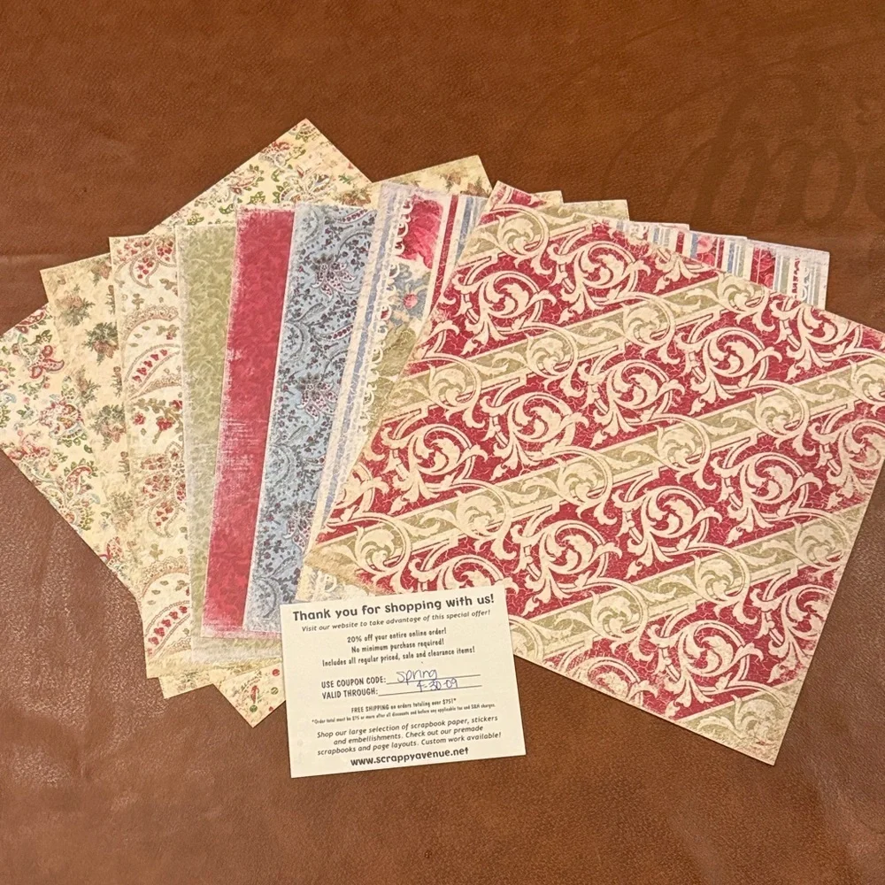 Scrappy Avenue Vintage Pack of 7 12x12 Scrapbook Christmas Holiday Sheets NWT